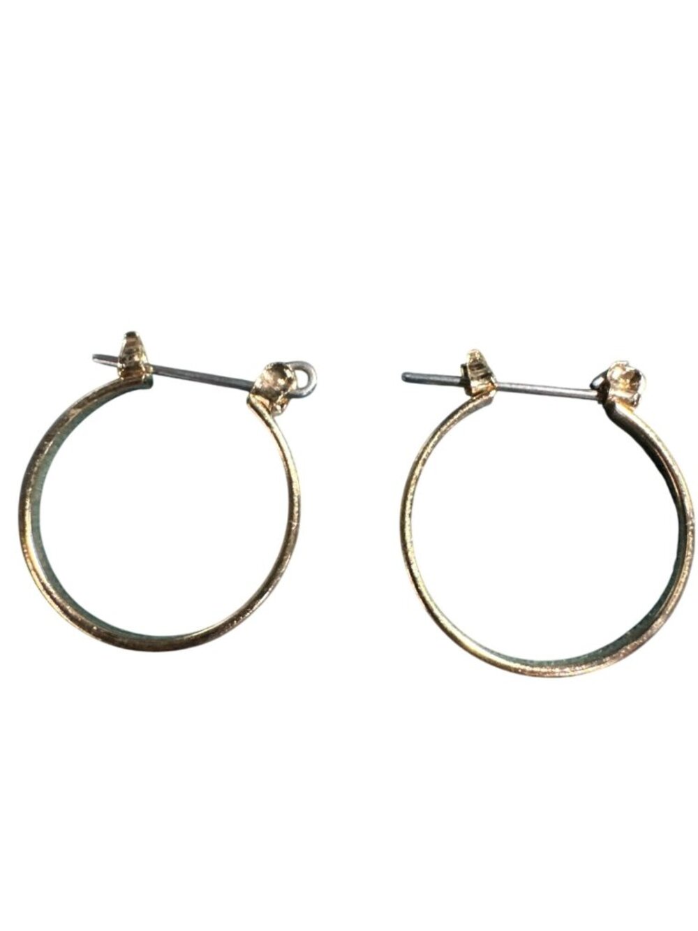 Gold-Tone Small Hoop Earrings With Post Backs 1-Inch Diameter
